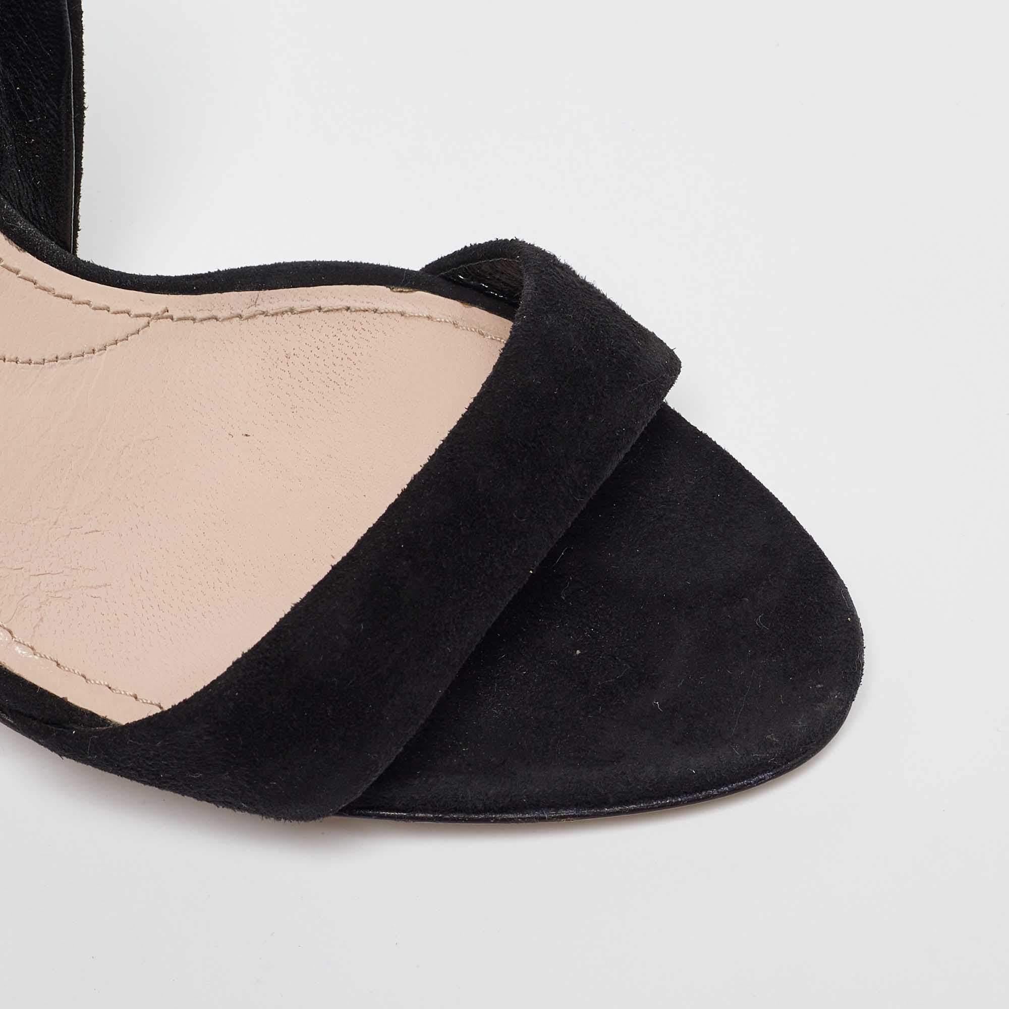Miu Miu - Sandales en daim noir avec ornements en cristal - Taille 36 en vente 2