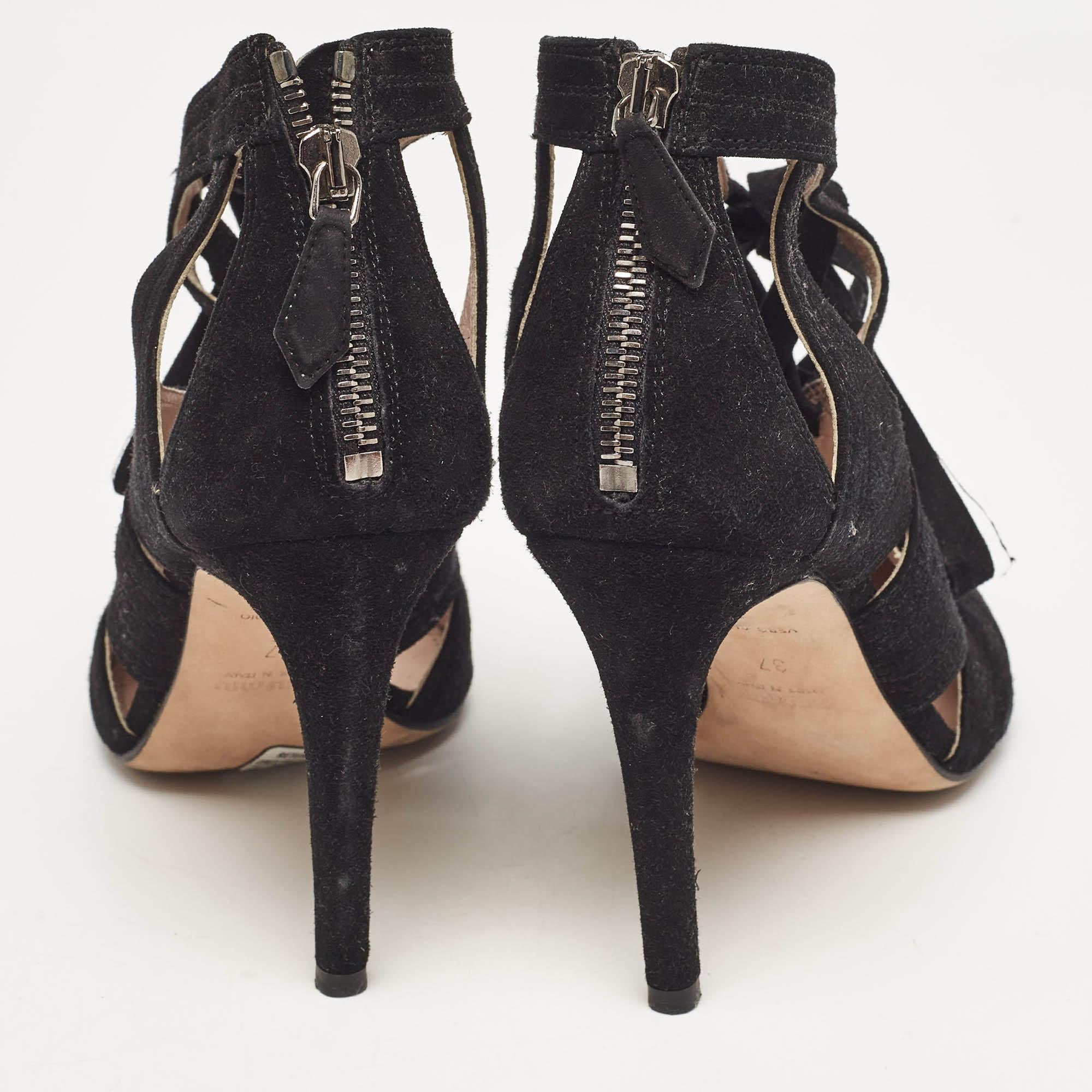 Miu Miu Black Suede Cut Out Pumps Size 37 For Sale 1