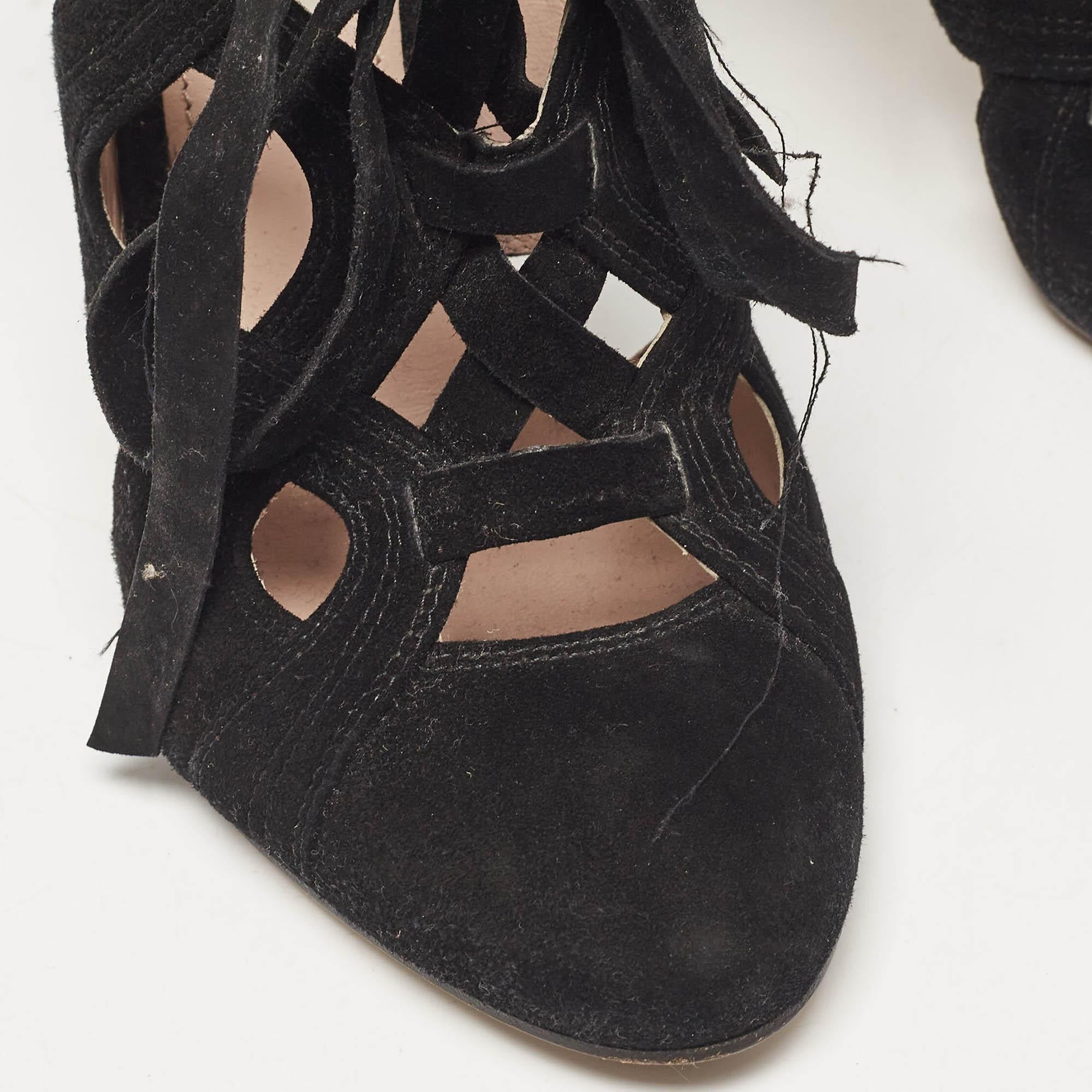 Miu Miu Black Suede Cut Out Pumps Size 37 For Sale 4