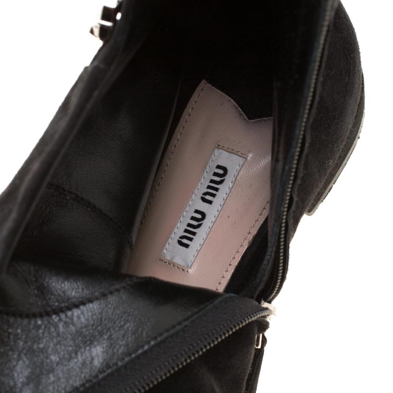 Miu Miu Black Suede Embellished Ankle Boots Size 38 1