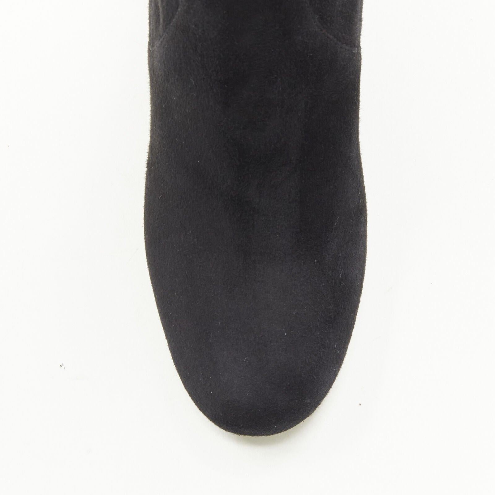 MIU MIU bottes à talon en daim noir ornées de cristaux et enfilées au dessus du genou EU37 en vente 2