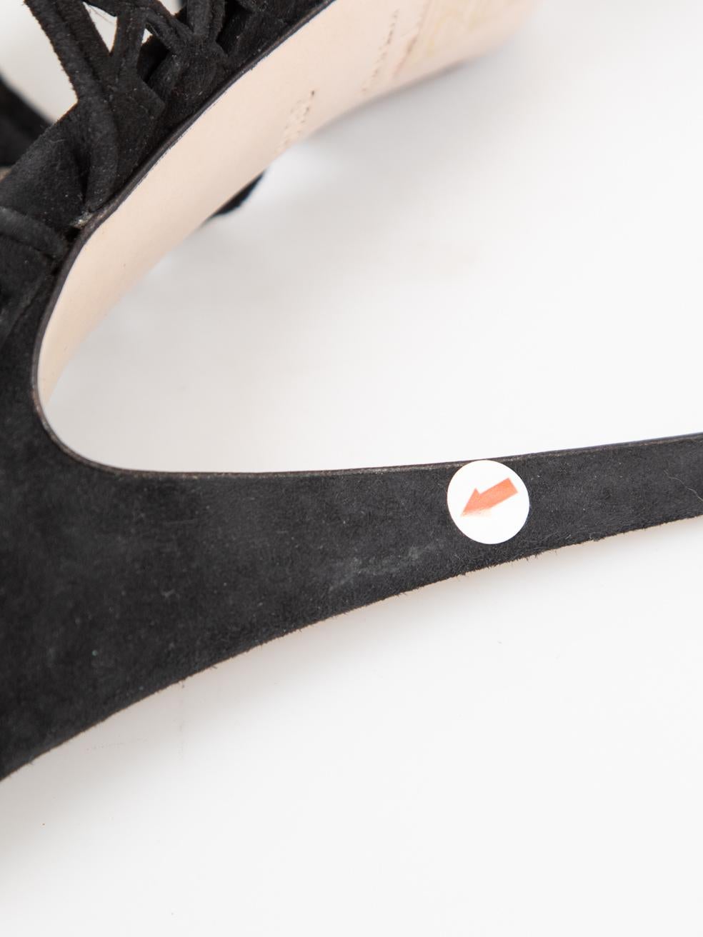 Miu Miu Schwarz Wildleder Lasercut Käfig Heels Größe IT 38.5 im Angebot 6