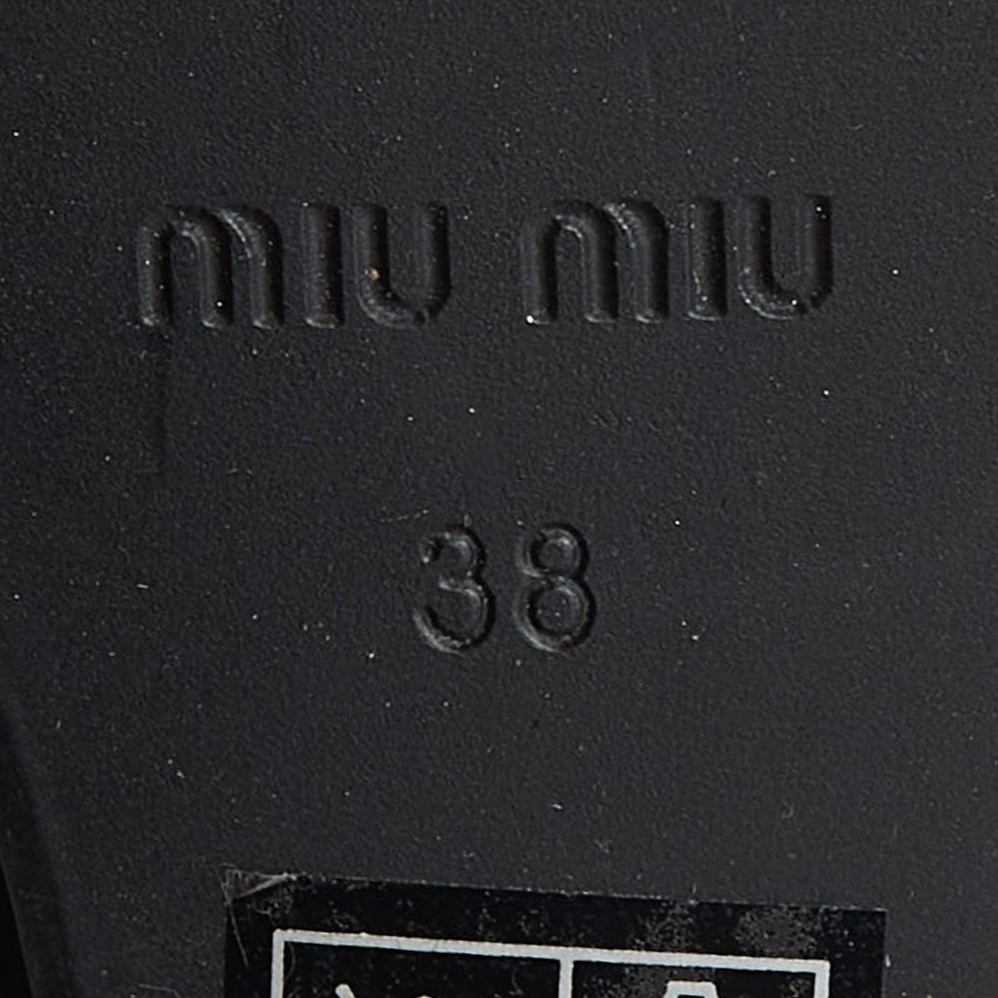 Miu Miu Noir Suede Peep Toe Ankle Strap Wedges Size 38 3