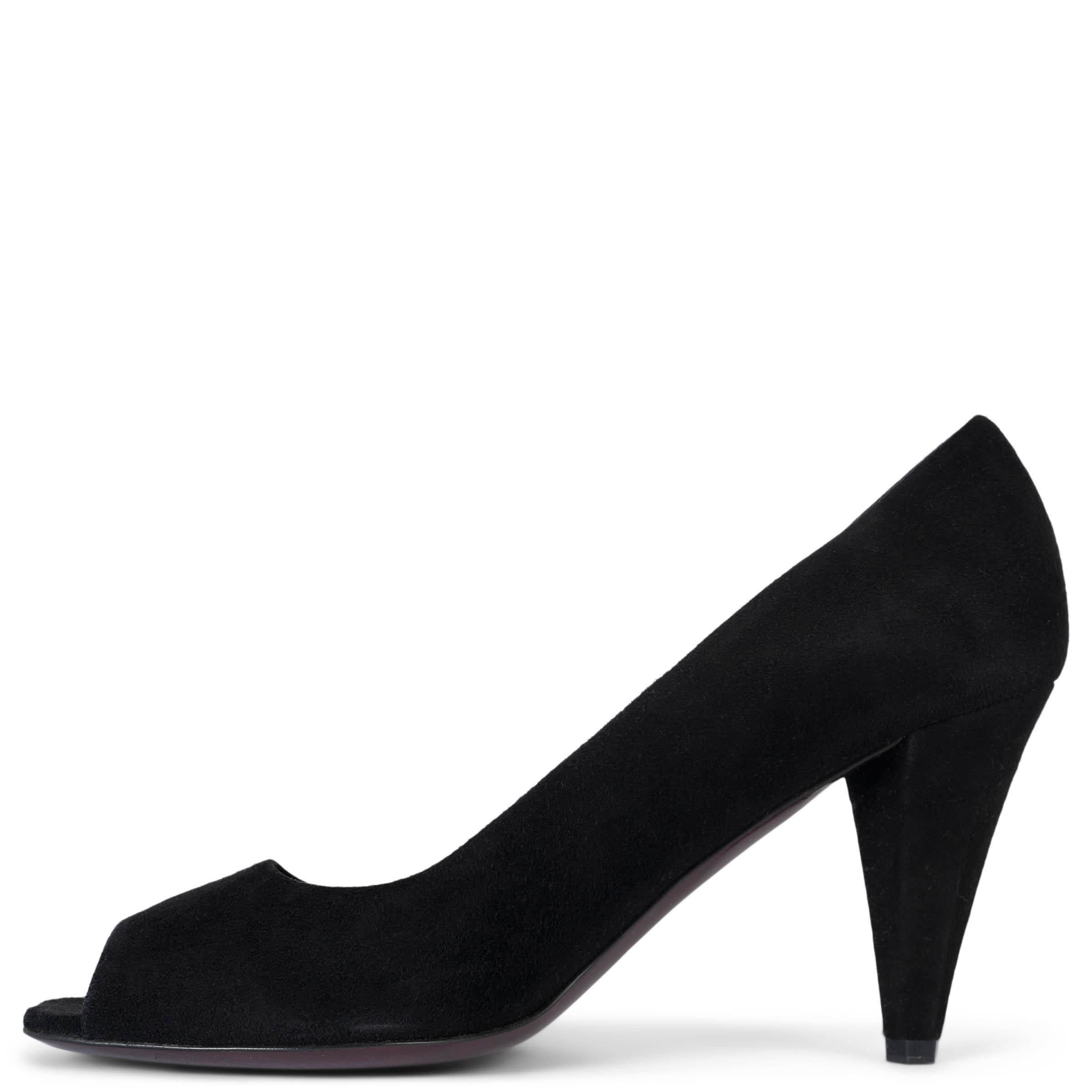 Black MIU MIU black suede PEEP-TOE Pumps Shoes 37 For Sale