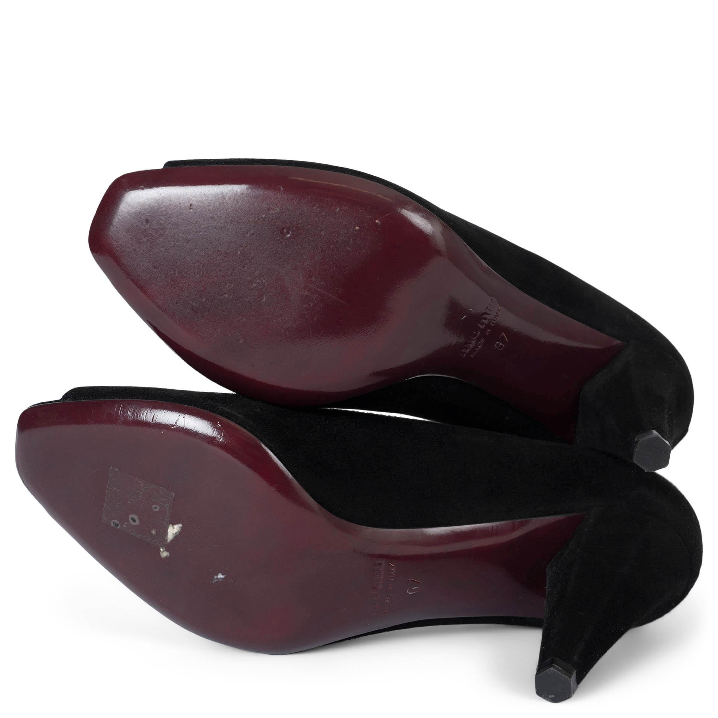 MIU MIU black suede PEEP-TOE Pumps Shoes 37 For Sale 2