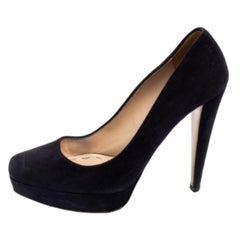 Miu Miu Black Suede Platform Pumps Size 39.5