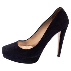 Miu Miu Black Suede Platform Pumps Size 39.5