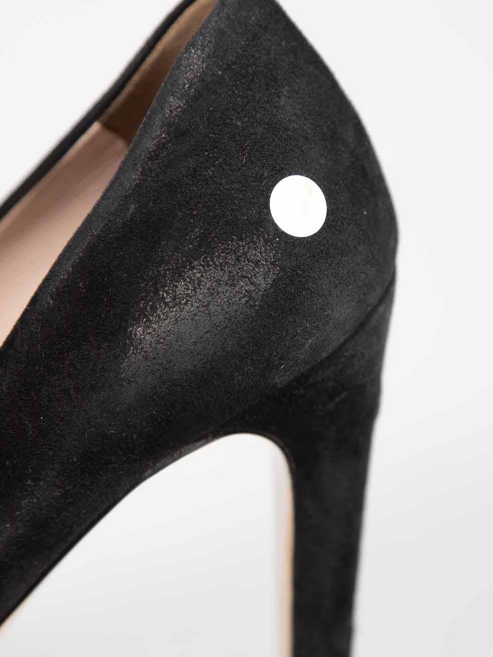 Miu Miu Black Suede Platform Pumps Size IT 38.5 en vente 4