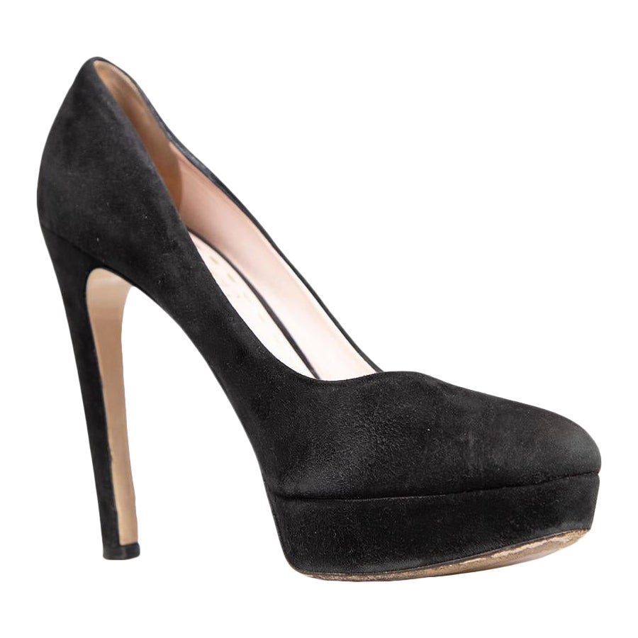 Miu Miu Black Suede Platform Pumps Size IT 38.5