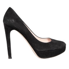 Miu Miu Black Suede Platform Pumps Size IT 38.5