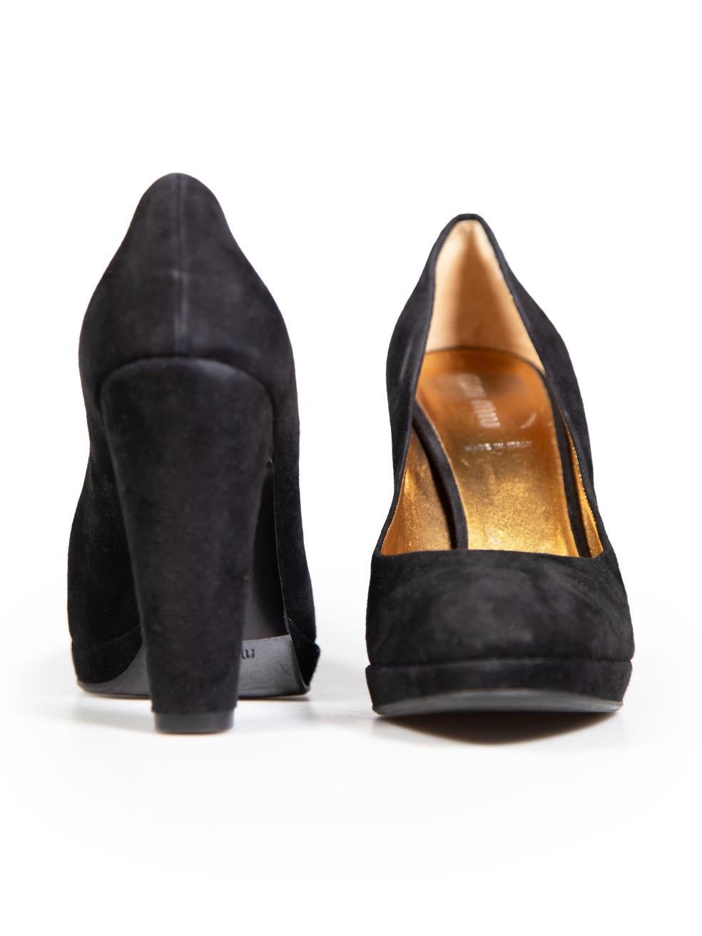 Miu Miu Black Suede Round Toe Pumps Size IT 38 In Good Condition In London, GB