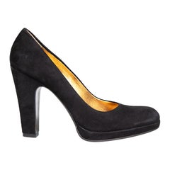 Miu Miu Black Suede Round Toe Pumps Size IT 38