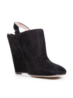 Miu Miu Black Suede Slingback Wedges Size IT 37