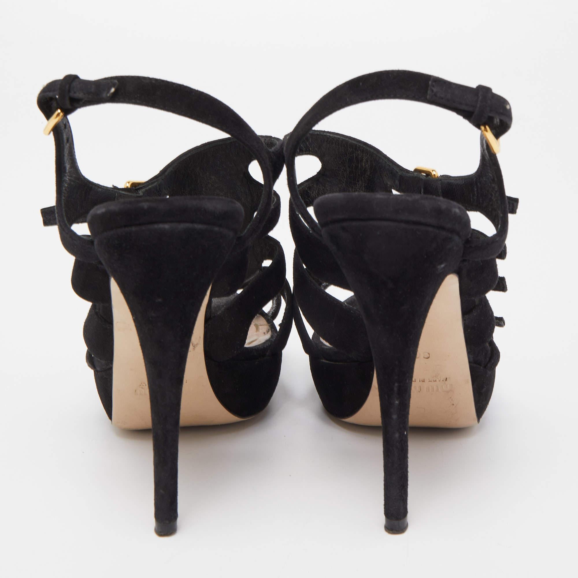 Miu Miu Sandales à plateforme en daim noir Taille 36 Pour femmes en vente