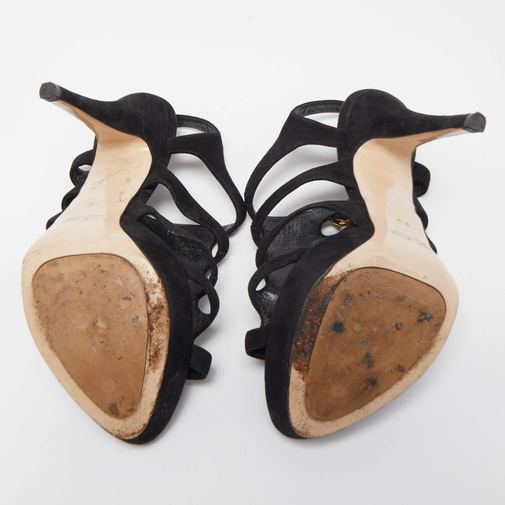 Miu Miu Sandales à plateforme en daim noir Taille 36 en vente 1