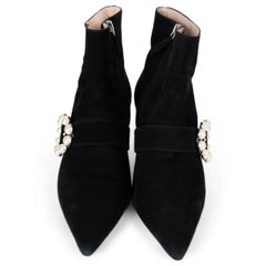 MIU MIU black technical knit BLOCK HEEL OVER-KNEE Boots Shoes 37.5