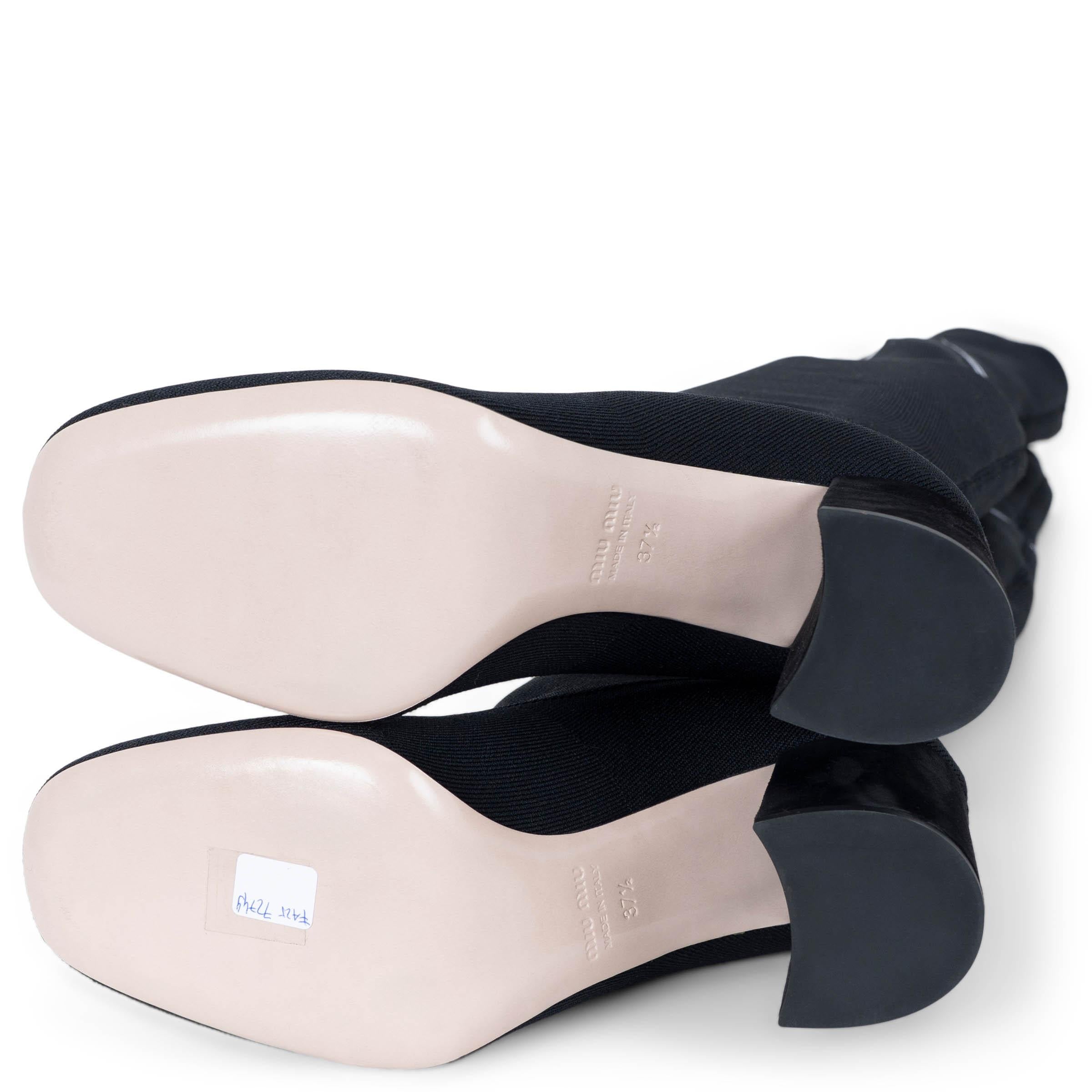 MIU MIU noir tricot technique BLOCK HEEL OVER-KNEE Boots Shoes 37.5 en vente 4