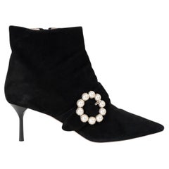 MIU MIU black technical knit BLOCK HEEL OVER-KNEE Boots Shoes 37.5