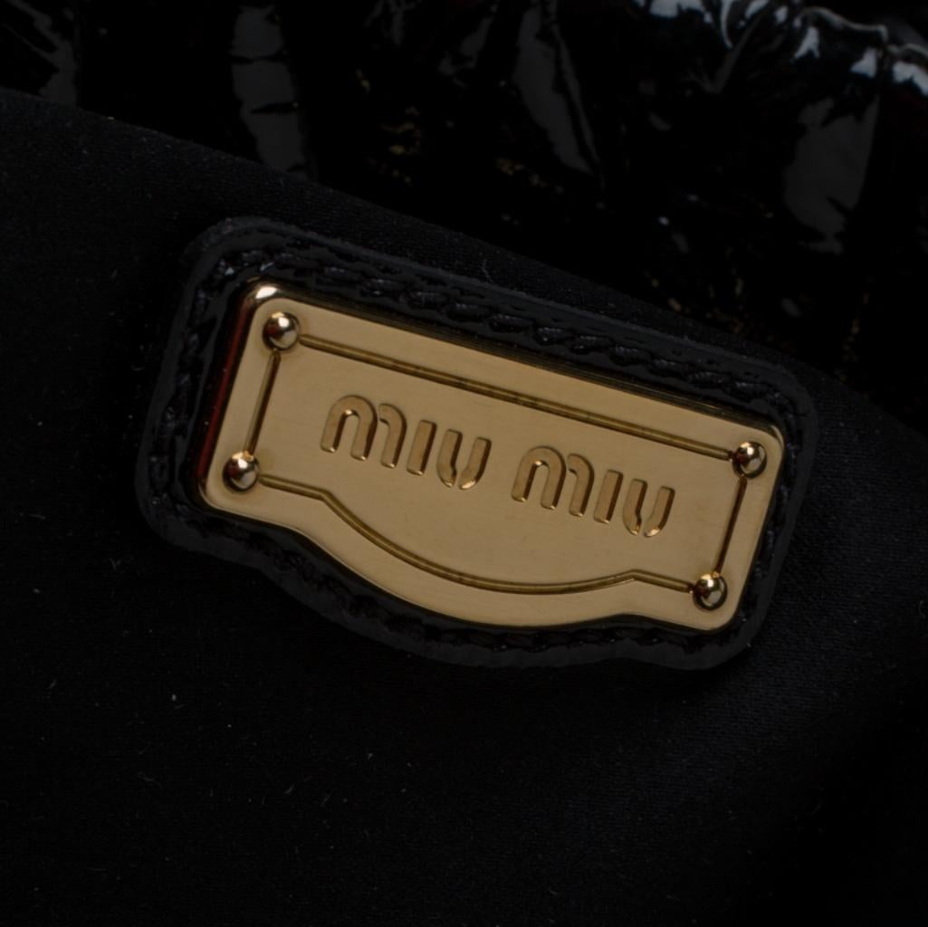 Miu Miu Black Textured Patent Leather Tote 5