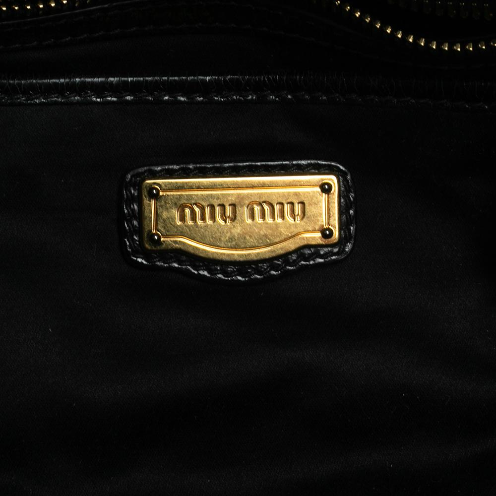 Miu Miu Schwarz Vitello Lux Leder Geraffte Tote 1