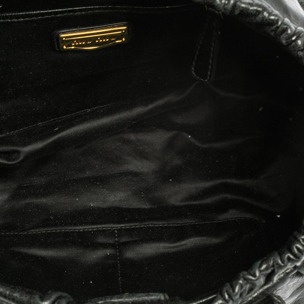 Miu Miu Black Vitello Lux Leather Gathered Tote 2