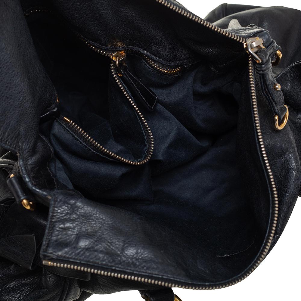 Miu miu nera in pelle di vitello Lux, grande borsa con fiocco 5
