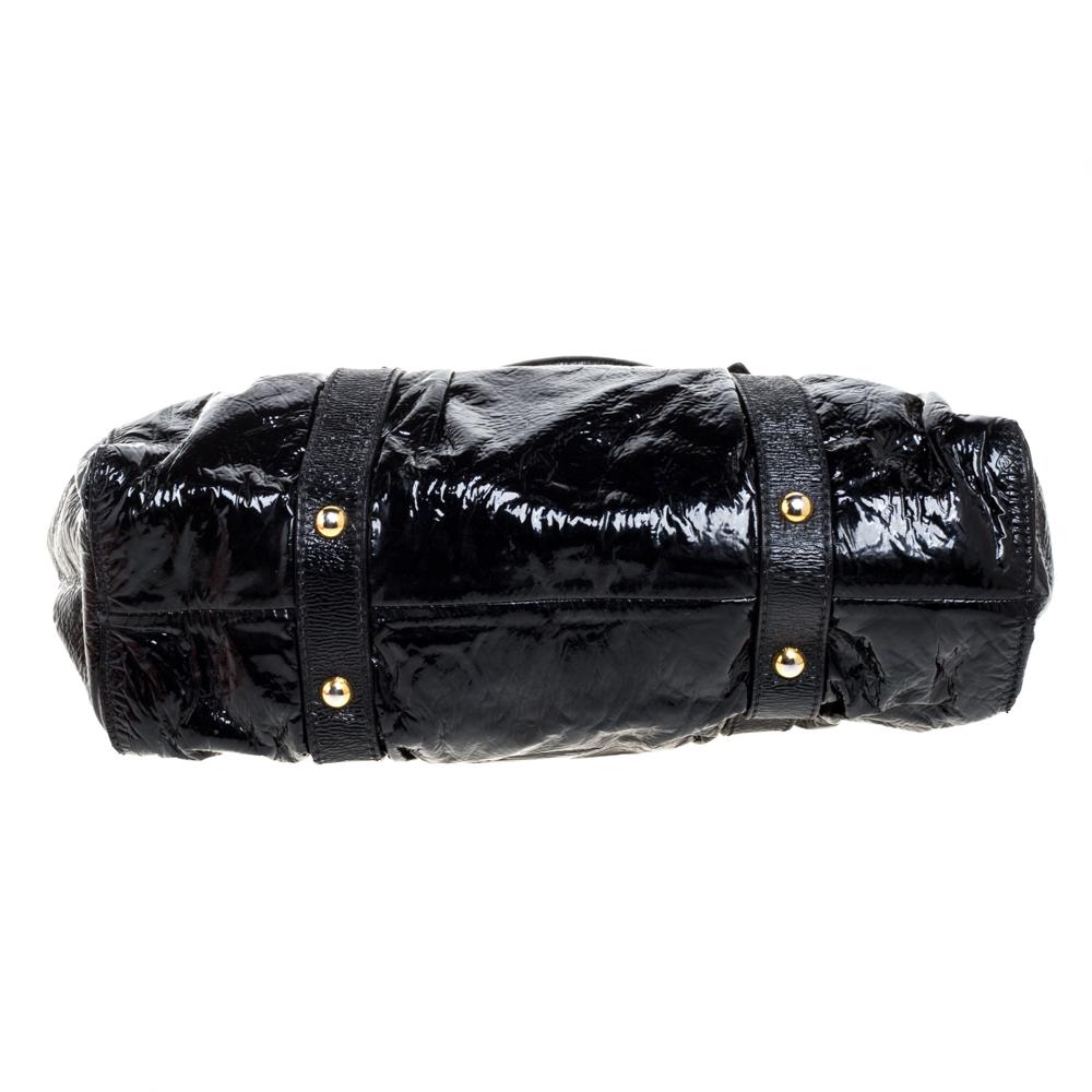  Miu Miu Fourre-tout en cuir verni Vitello Lux noir Pour femmes 
