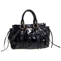 Miu Miu Black Vitello Lux Patent Leather Tote