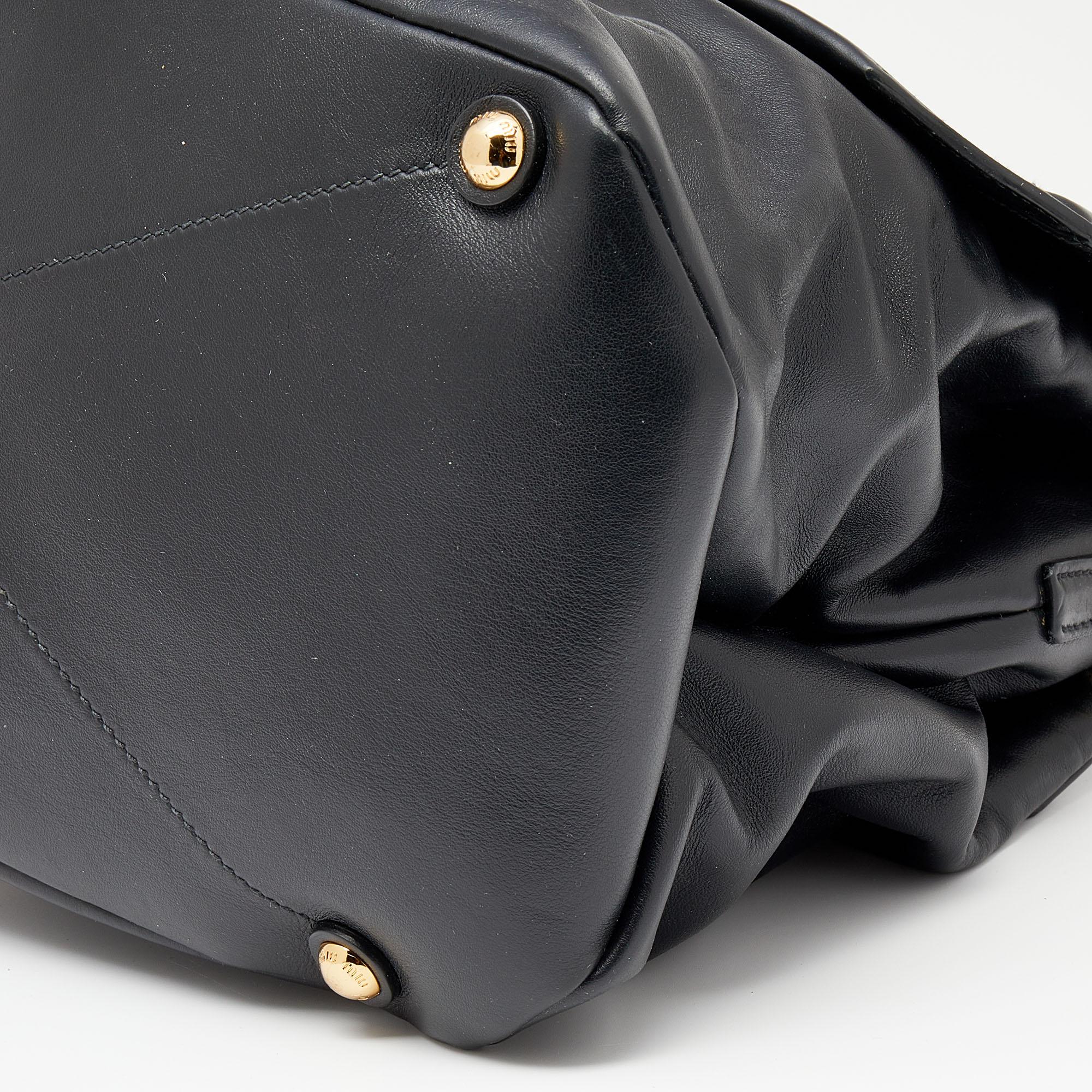 Miu Miu Black Vitello Soft Leather Large Top Handle Bag 1