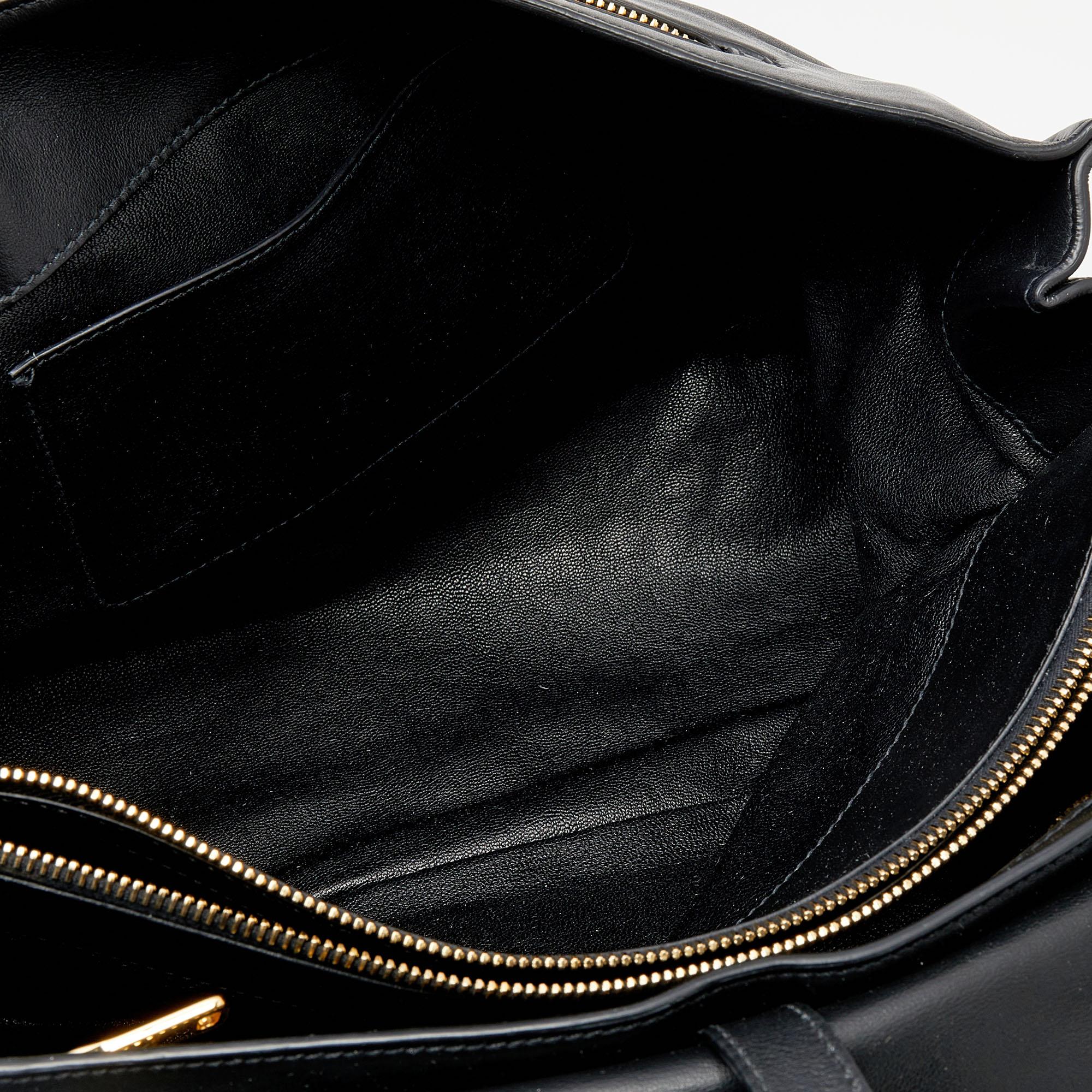 Miu Miu Black Vitello Soft Leather Large Top Handle Bag For Sale 4