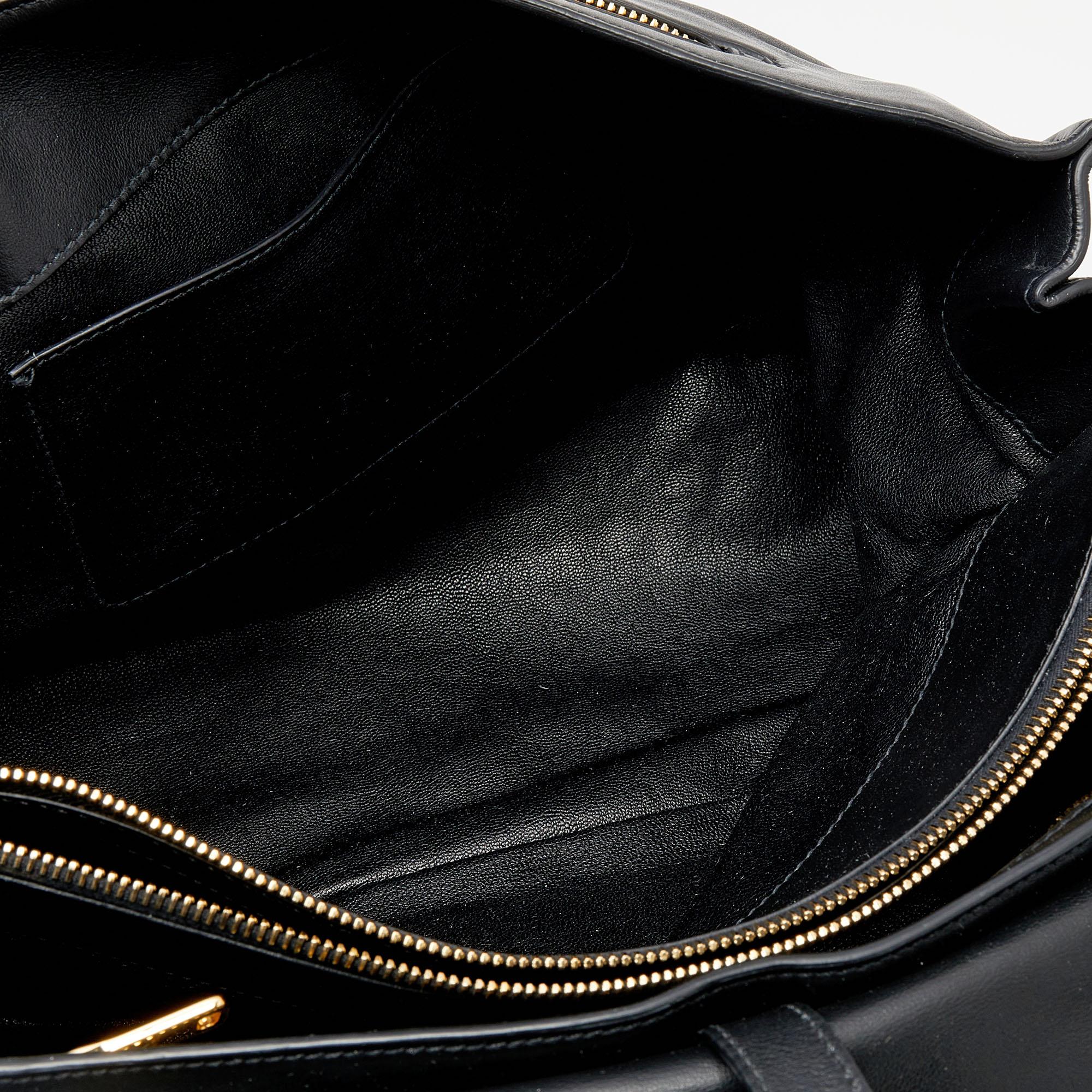 Miu Miu Black Vitello Soft Leather Large Top Handle Bag 3