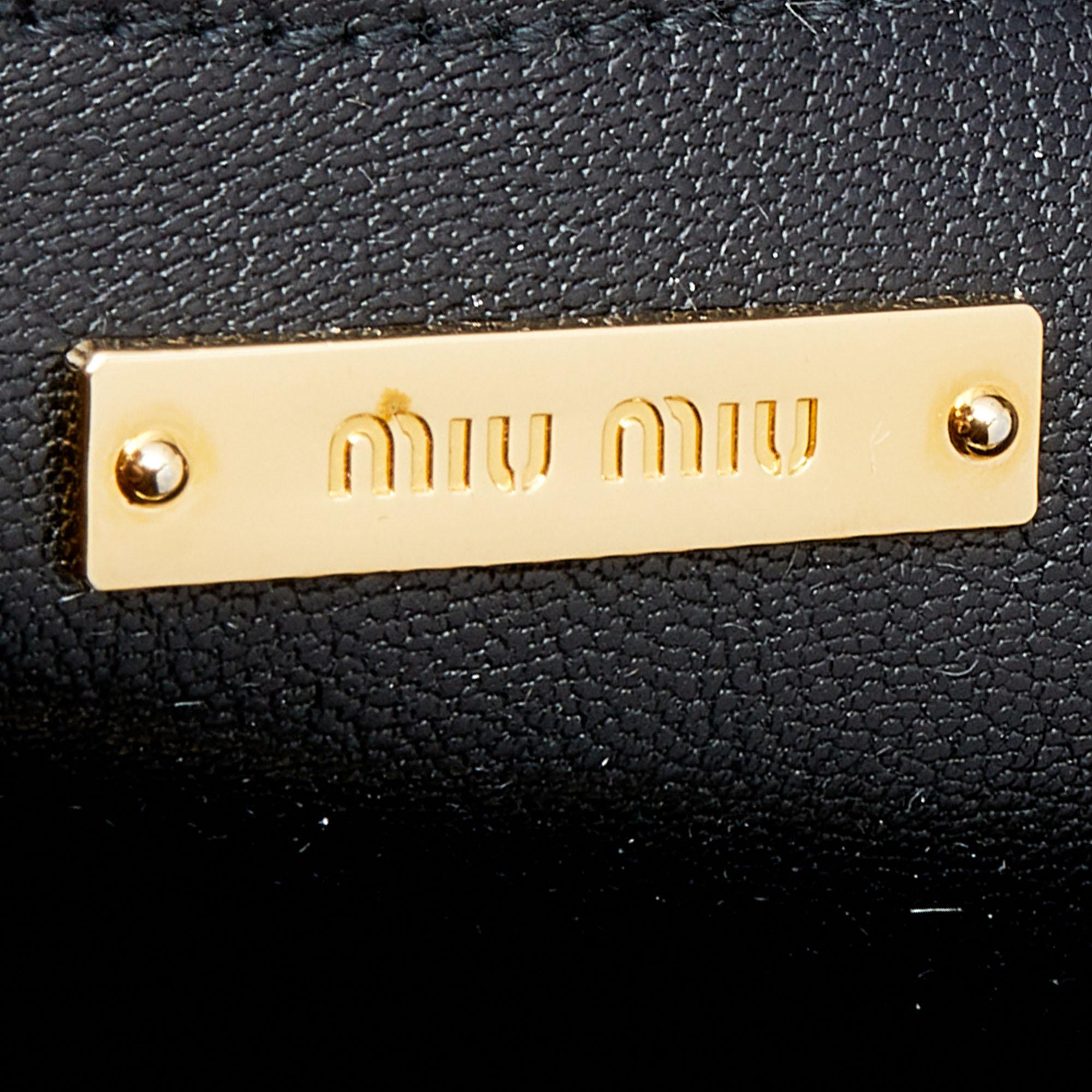 Miu Miu Black Vitello Soft Leather Large Top Handle Bag For Sale 5