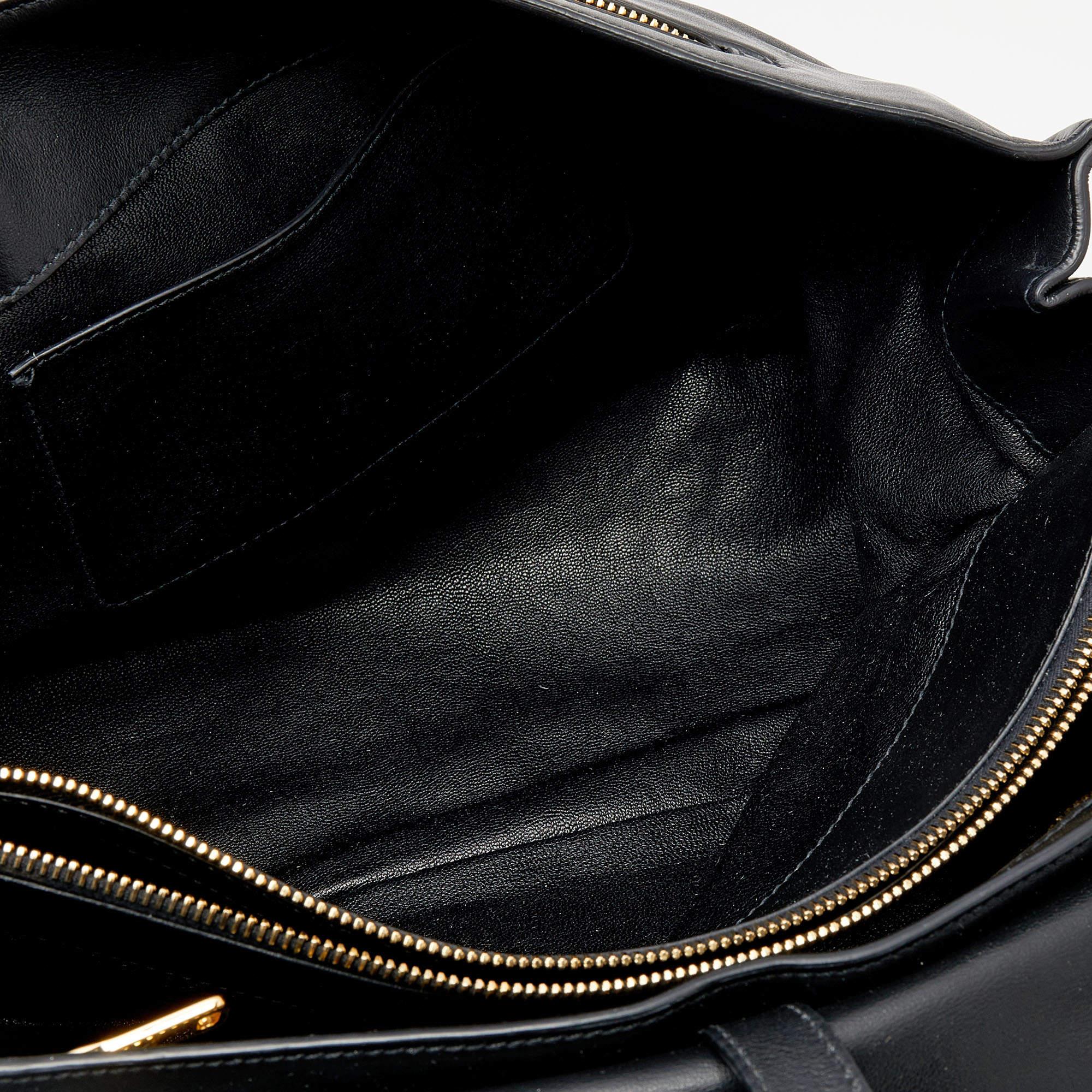 Miu Miu Black Vitello Soft Leather Large Top Handle Bag 5