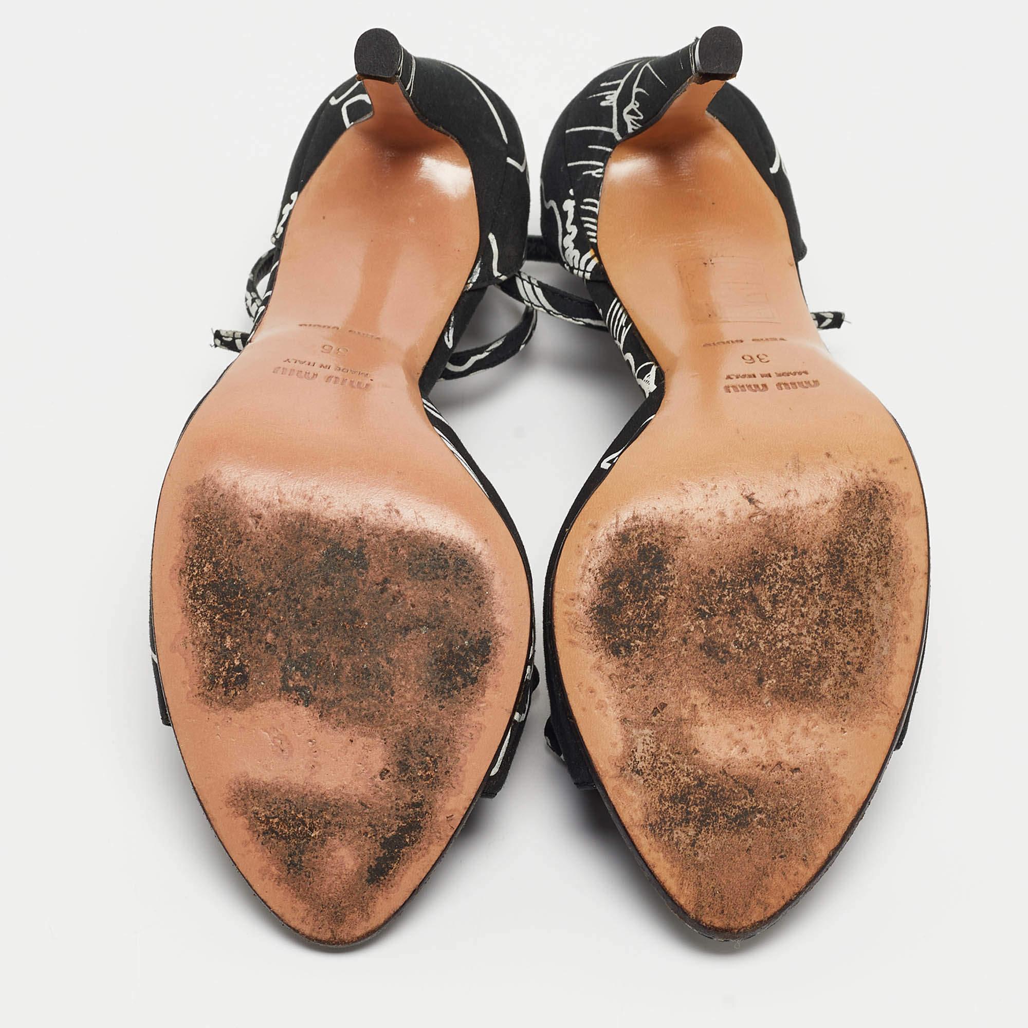 Miu Miu - Sandales à lanières en tissu avec nœud noir/blanc - Taille 36 en vente 1