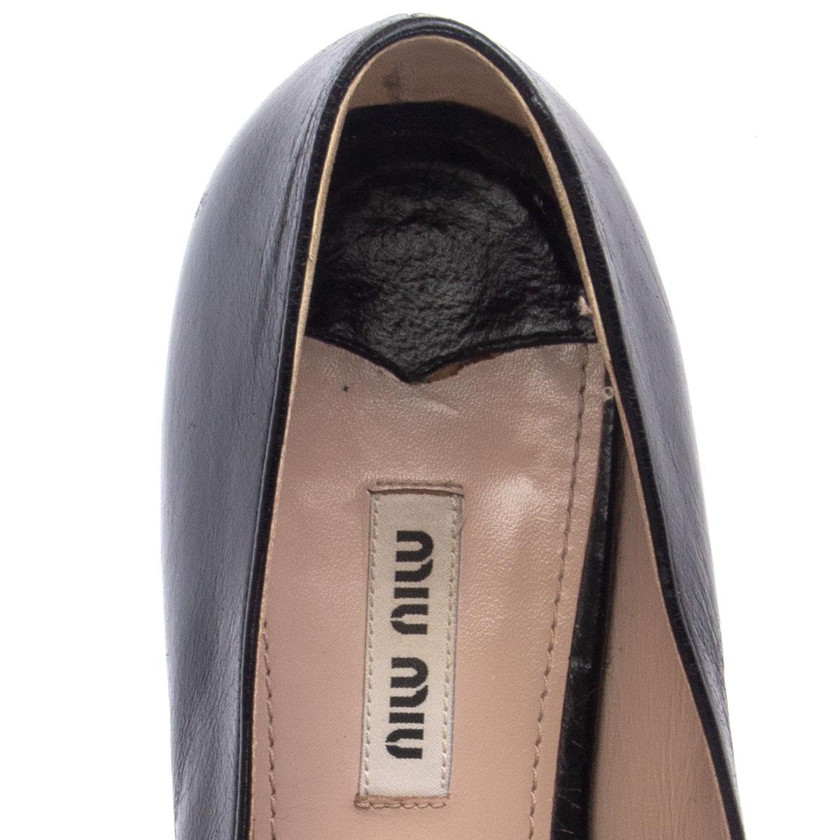 Black MIU MIU black & white leather COLORBLOCK Loafers Flats Shoes 38