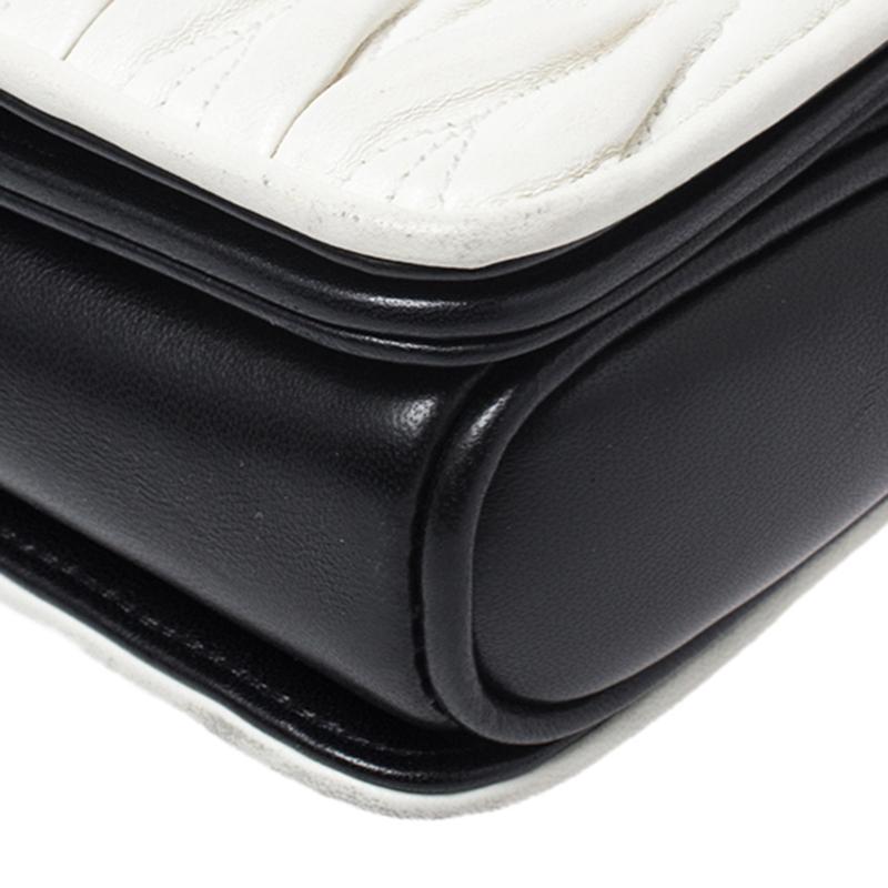 Gray Miu Miu Black/White Matelasse Leather Small Club Shoulder Bag