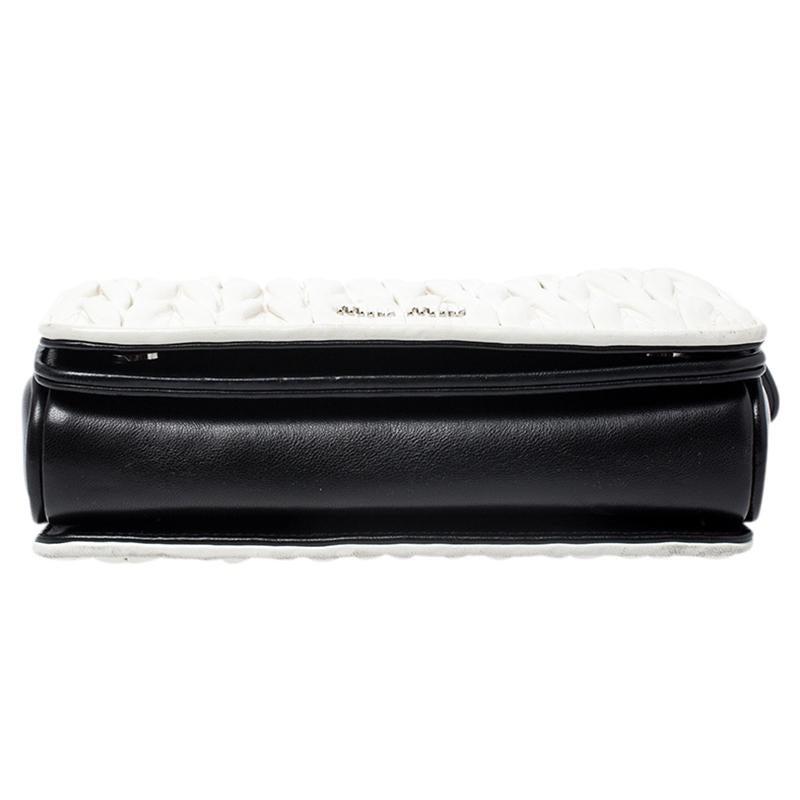 Women's Miu Miu Black/White Matelasse Leather Small Club Shoulder Bag