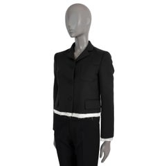 MIU MIU black wool 2022 LAYERED CROPPED Blazer Jacket 38 XS
