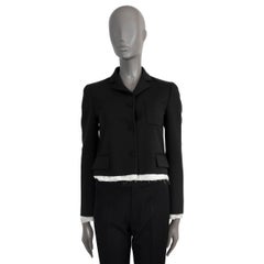 MIU MIU black wool 2022 LAYERED CROPPED Blazer Jacket 38 XS