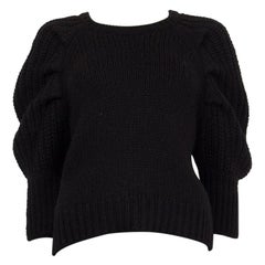 MIU MIU black wool blend CHUNKY KNIT Sweater 42 M