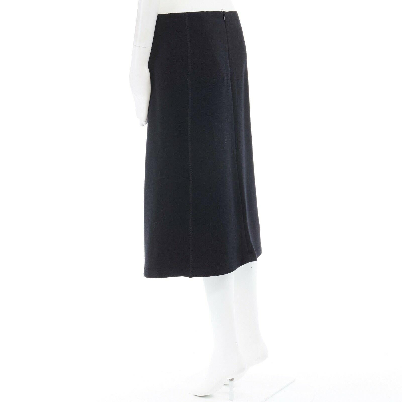 Black MIU MIU black wool blend overlock stitching A-line knee length skirt IT42 30