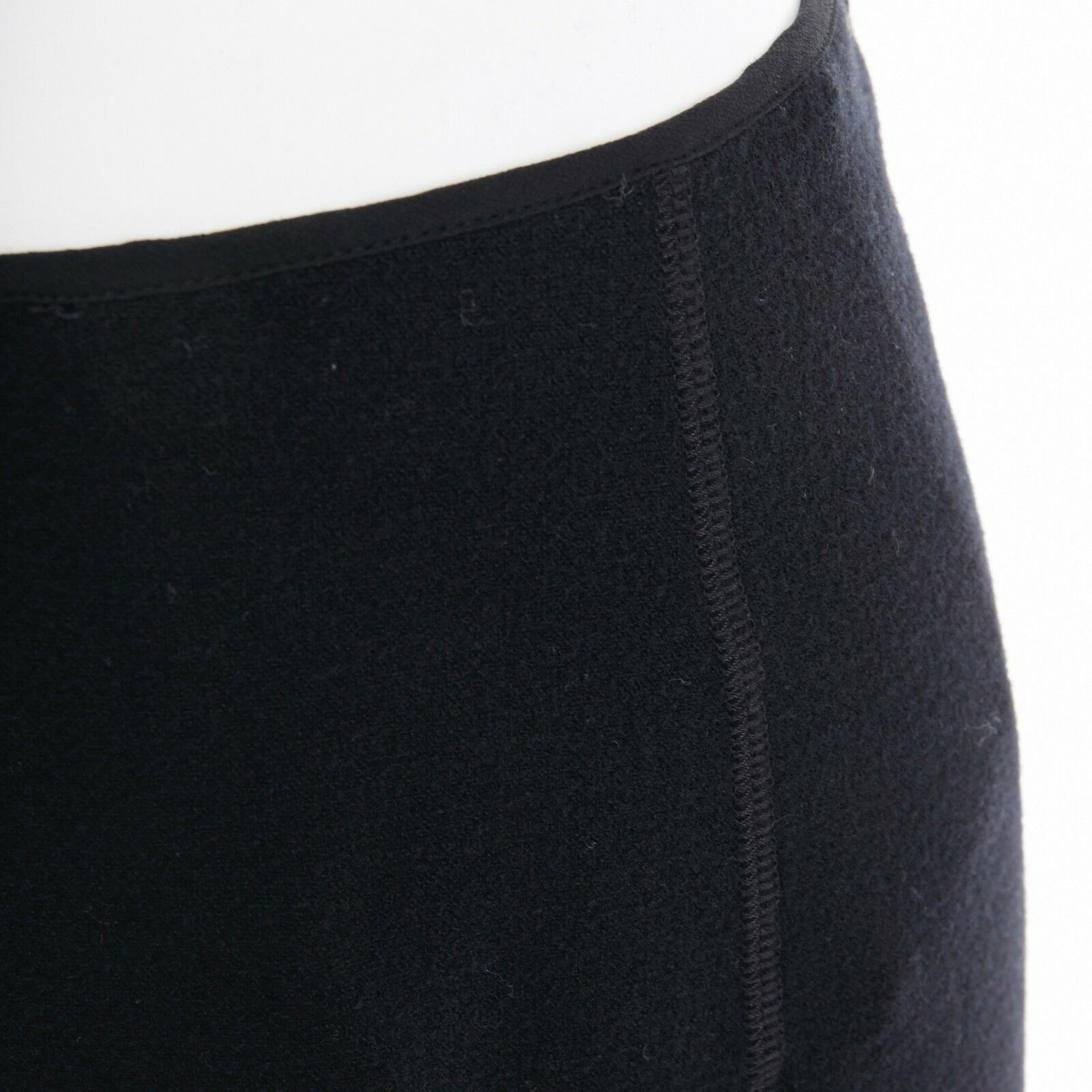 MIU MIU black wool blend overlock stitching A-line knee length skirt IT42 30