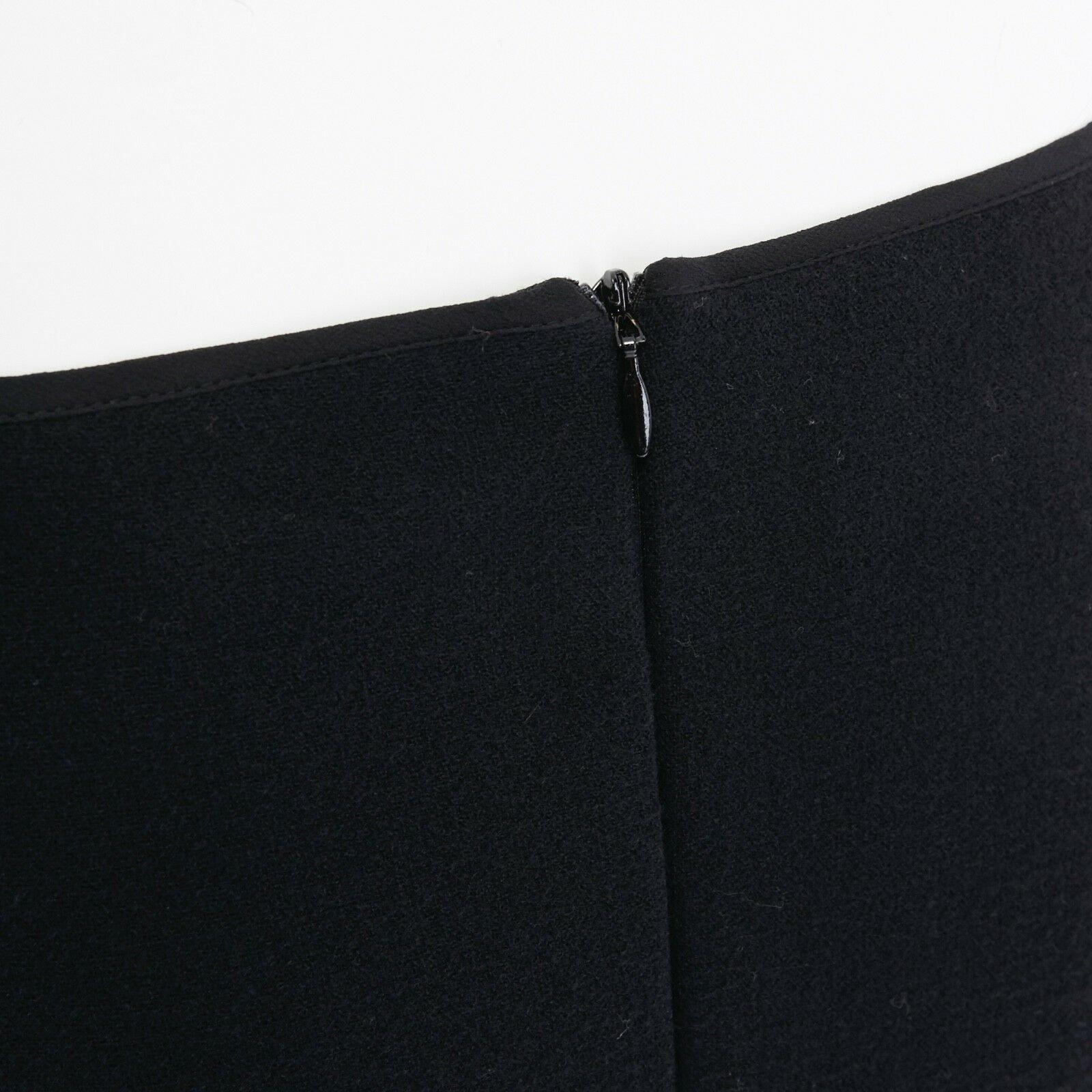 Women's MIU MIU black wool blend overlock stitching A-line knee length skirt IT42 30