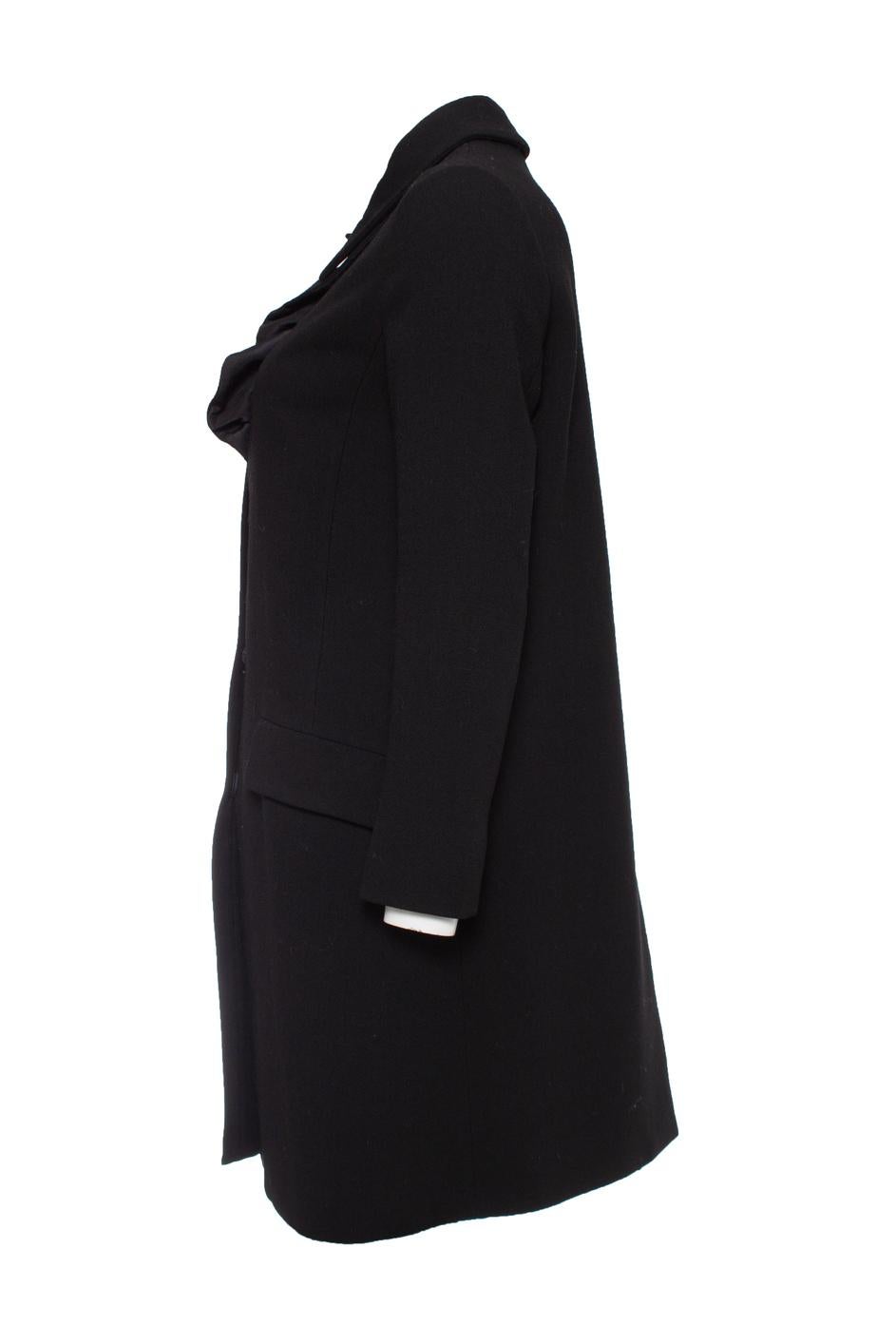 Women's Miu Miu, Black wool coat with ruffles For Sale