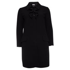 Miu Miu, Cappotto in lana nera con ruches