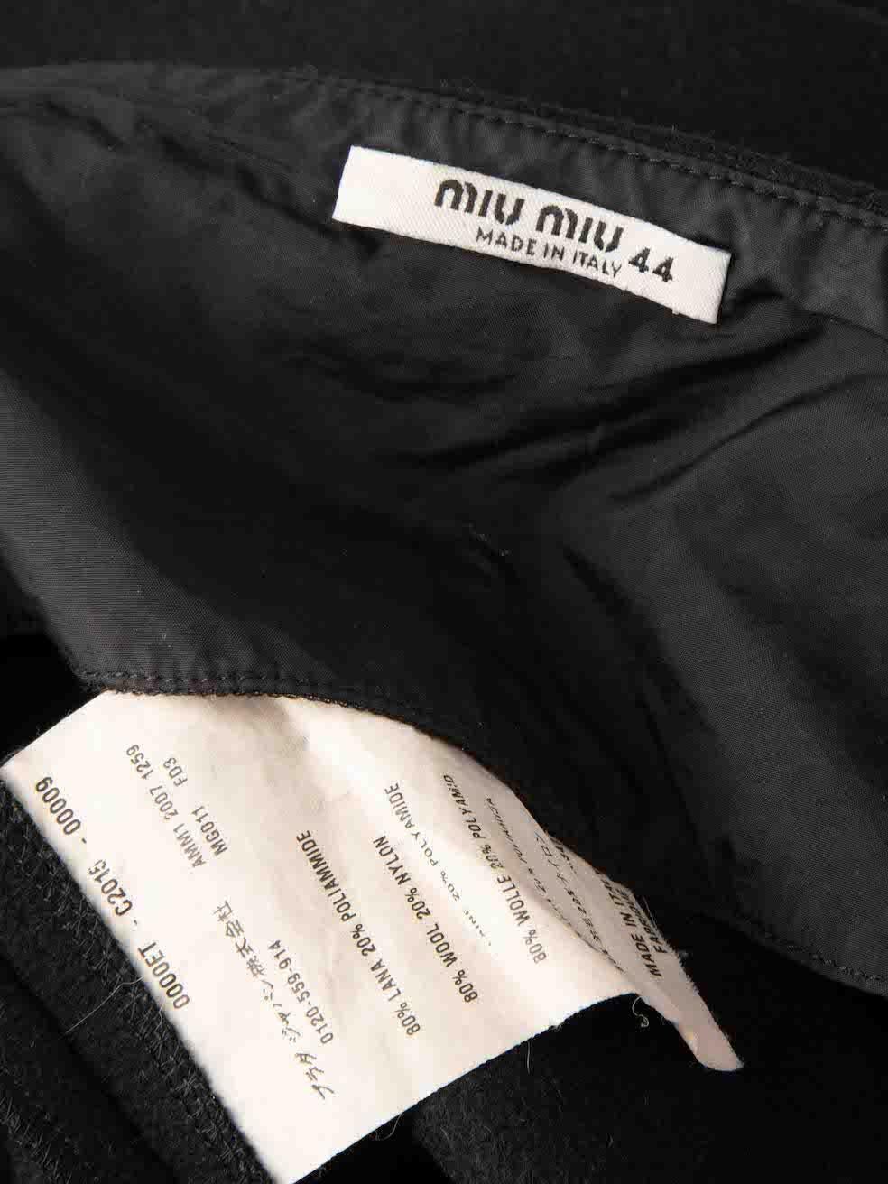 Women's Miu Miu Black Wool Micro Mini Skirt Size L For Sale