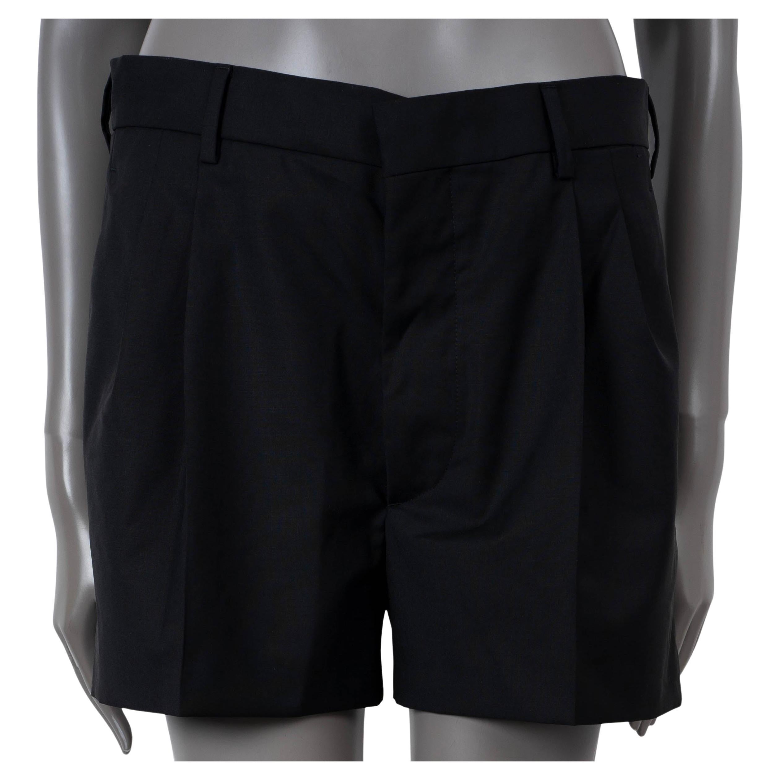MIU MIU black wool & mohair 2017 PLEATED MINI Shorts Pants 42 M
