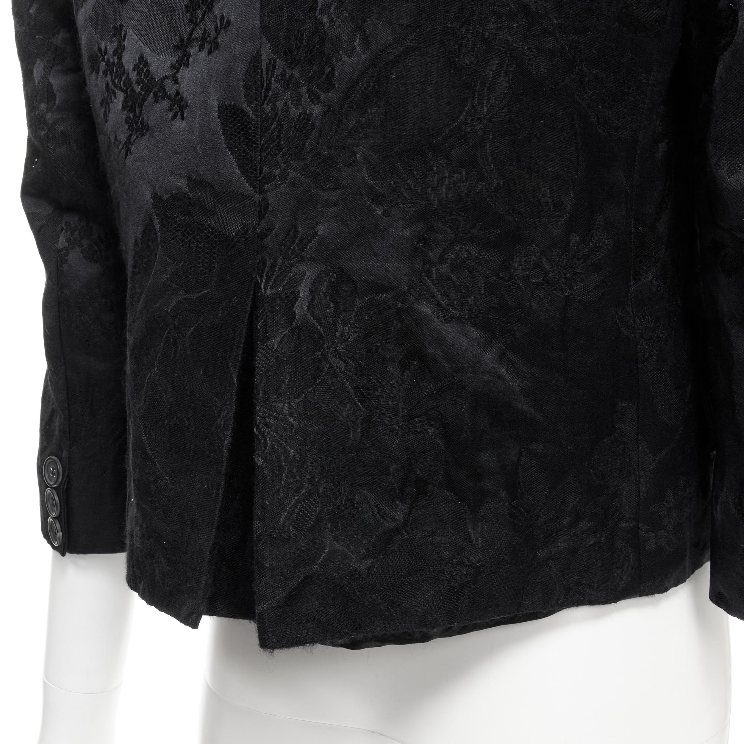 MIU MIU black wool sil floral jacquard cropped military jacket IT40 S 2