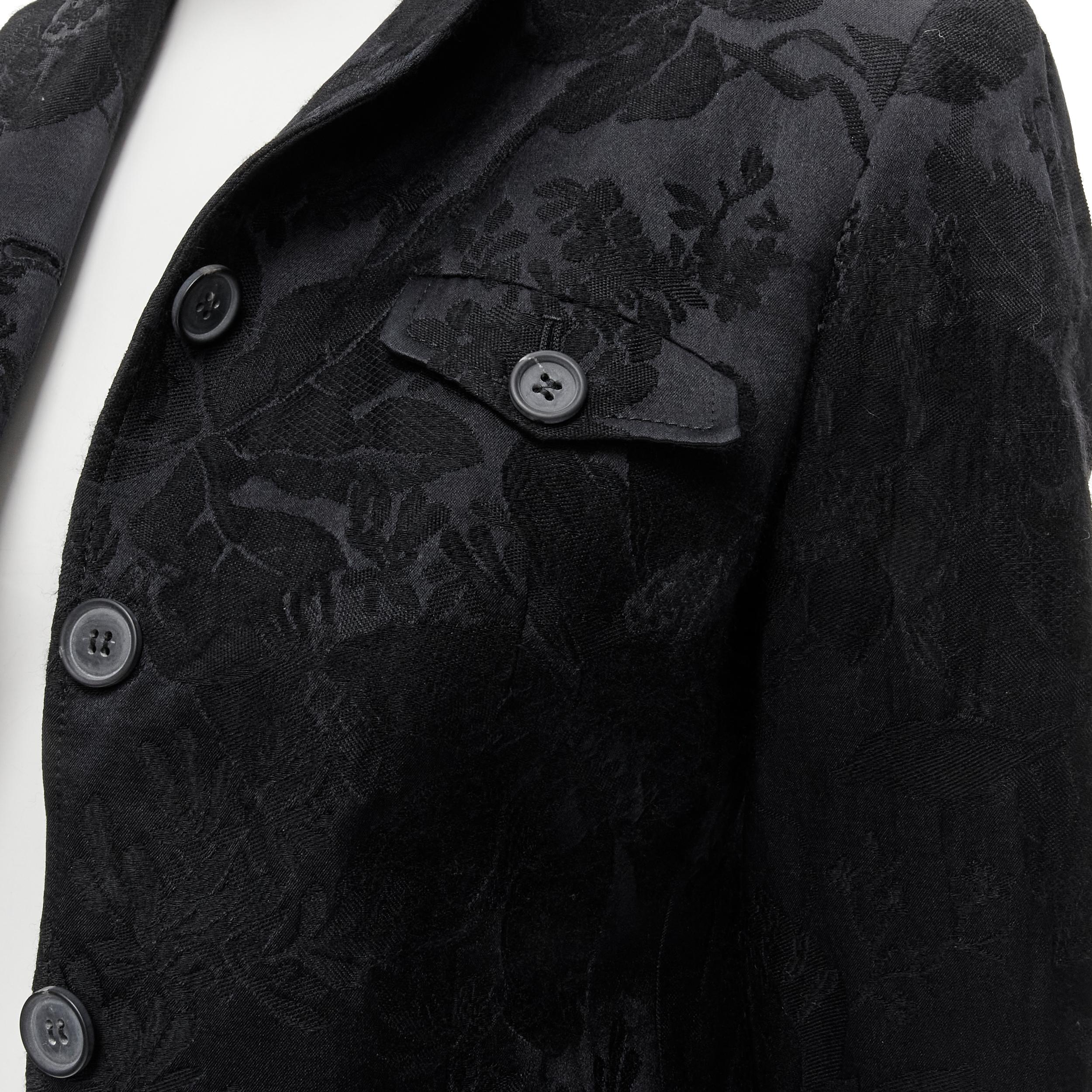 MIU MIU black wool sil floral jacquard cropped military jacket IT40 S In Excellent Condition In Hong Kong, NT