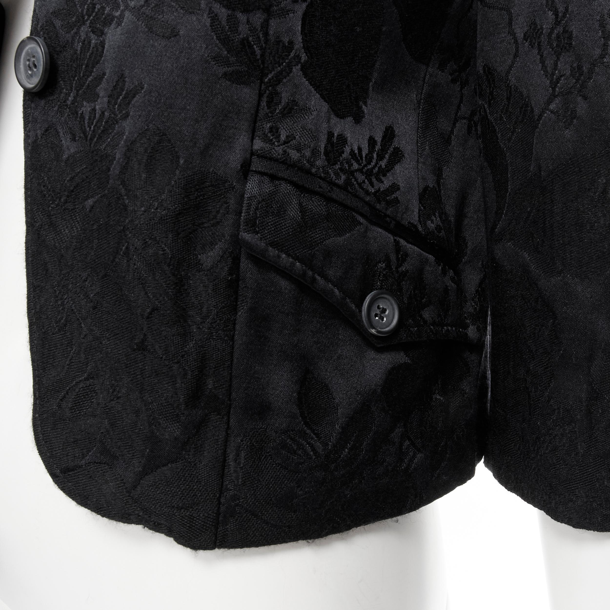 MIU MIU black wool sil floral jacquard cropped military jacket IT40 S 1